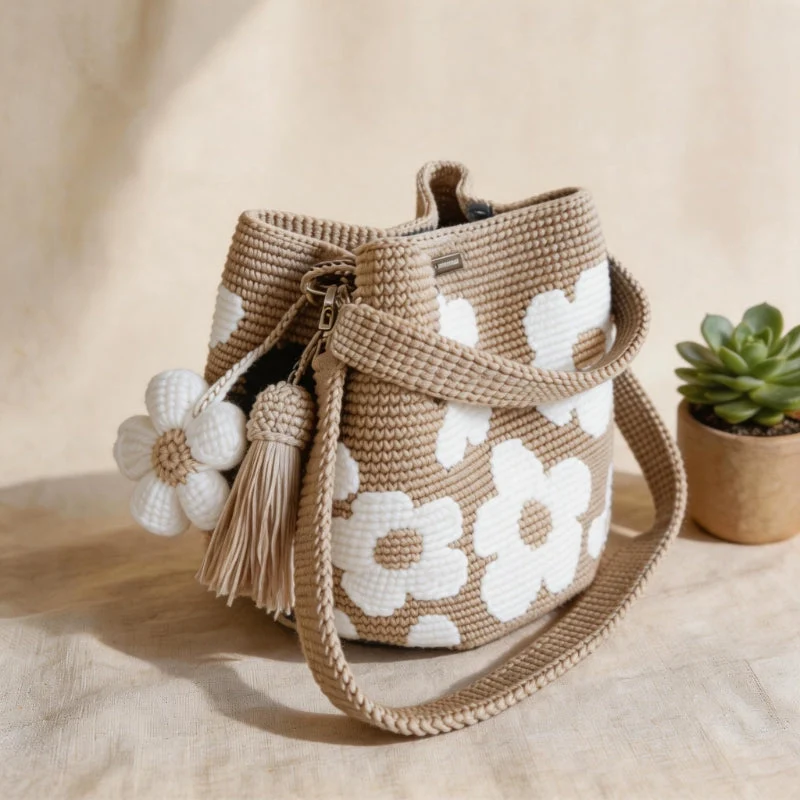 Jazmín - Saco Tote Floral de Croché Hecho a Mano para Mujer - Imagen 7