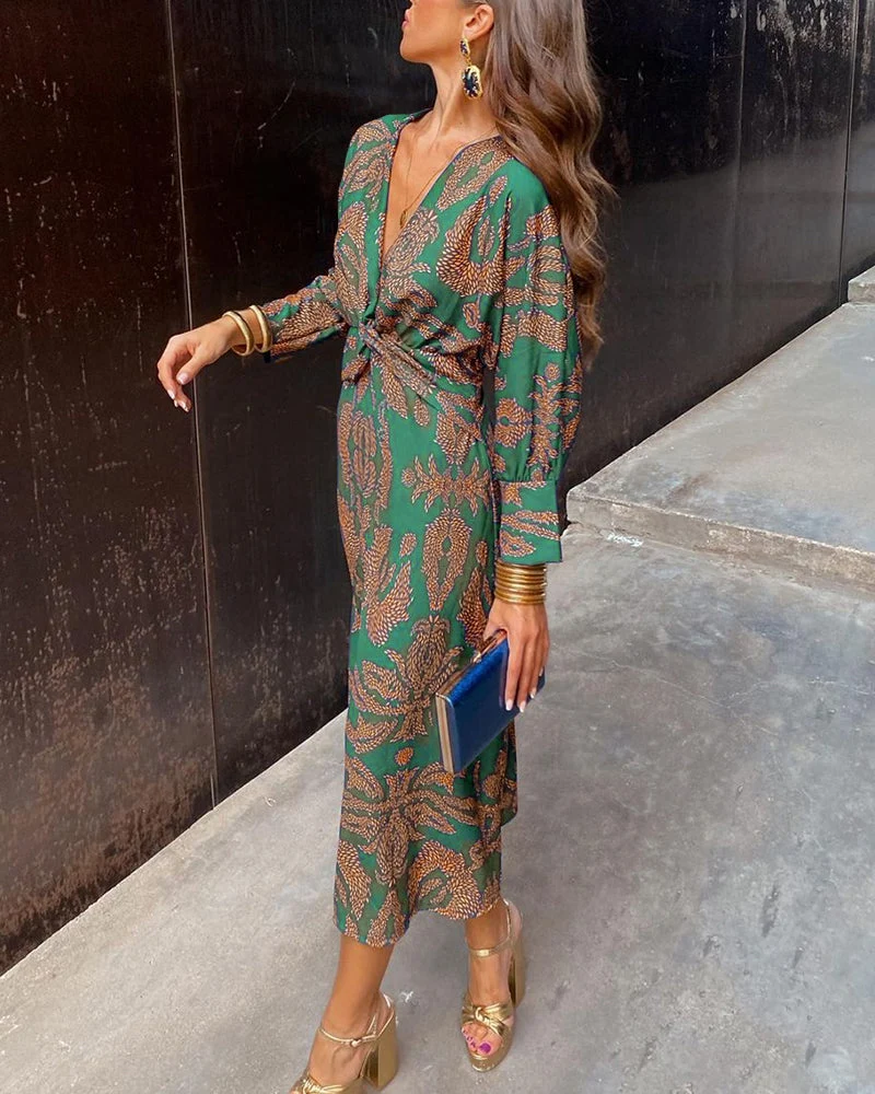 Ida™ – Vestido Midi Elegante de Mujer con Estampado de Encanto Atemporal - Imagen 3