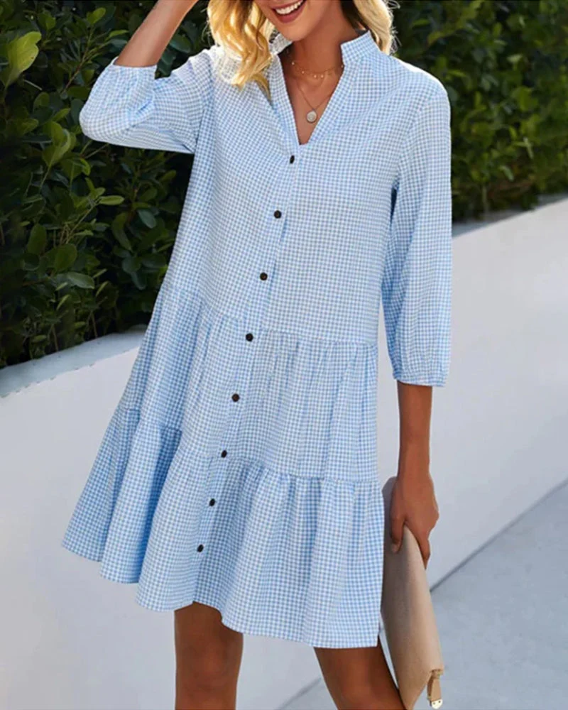 Emilia | Vestido camisero midi a cuadros - Imagen 2