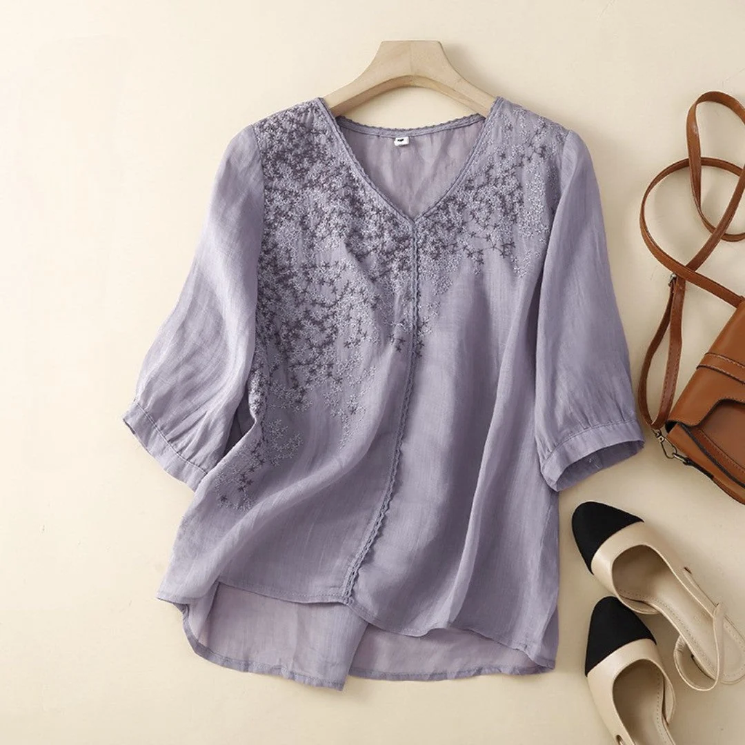 Laurienne™ | Blusa bordada con cuello en V - Imagen 3