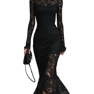 Veronika | Vestido Maxi de Encaje Negro