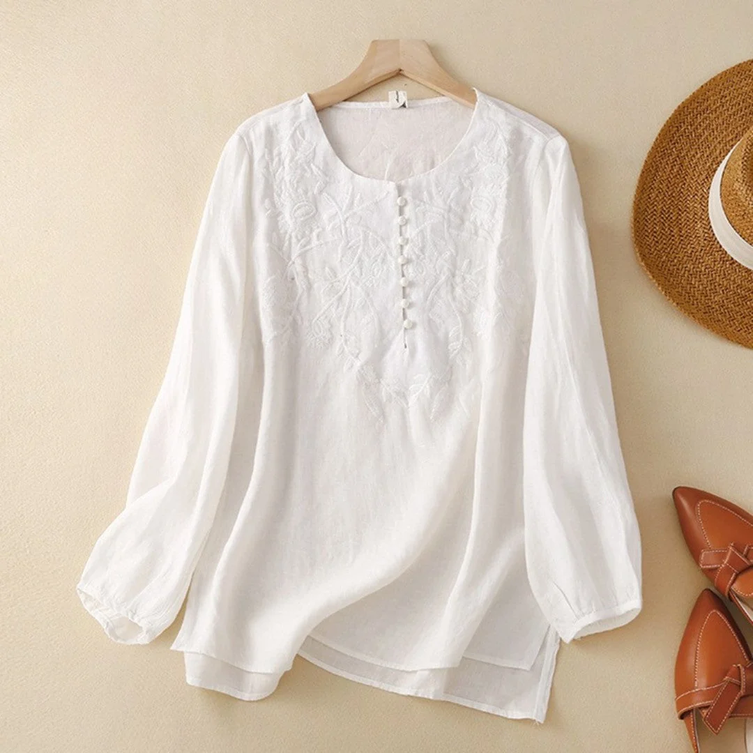 Laurienne™ | Blusa bordada con botones - Imagen 3