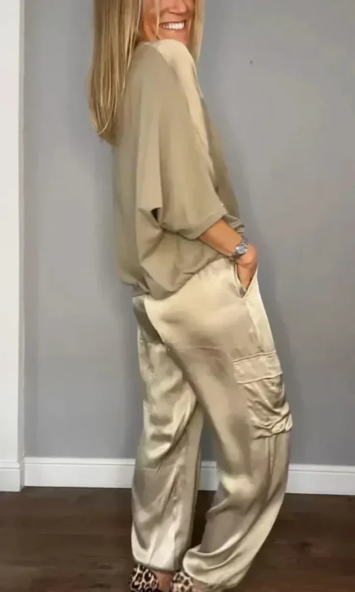 Bindi™ Conjunto elegante de camisa de media manga y pantalones informales - Imagen 4