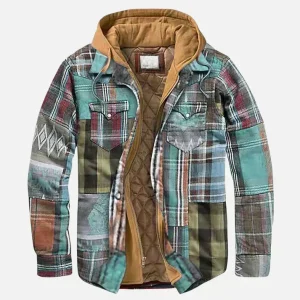Alain – Chamarra a cuadros con patchwork para Hombre
