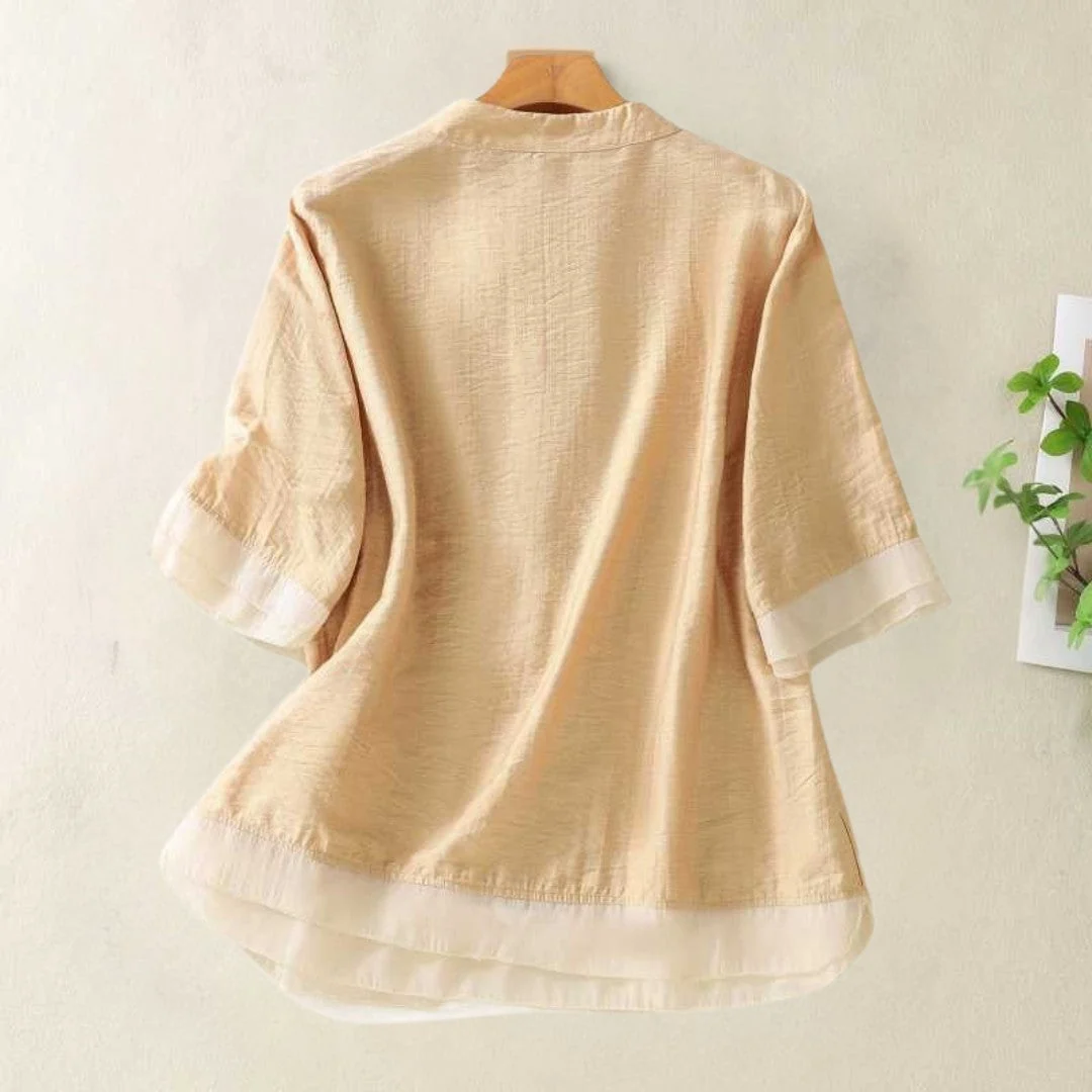Laurienne™ | Blusa abotonada con cuello mandarín - Imagen 3