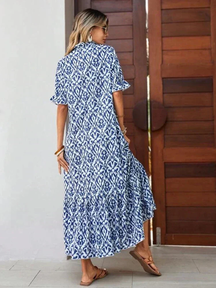 Felicia™ Vestido largo de tejido suelto con estampado de flores - Imagen 3