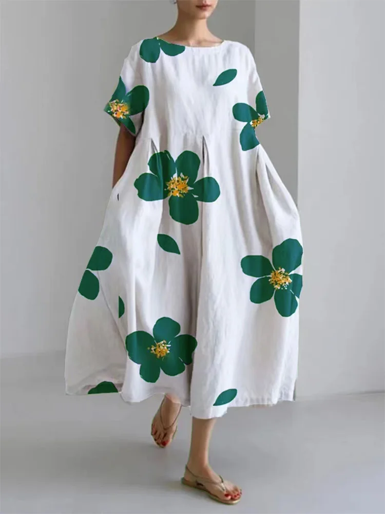 Norie - Vestido de cuello redondo con flores primaverales - Imagen 5