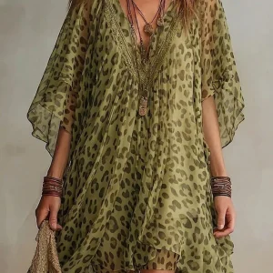 Bianca | Vestido de chiffon con estampado de leopardo para Mujer