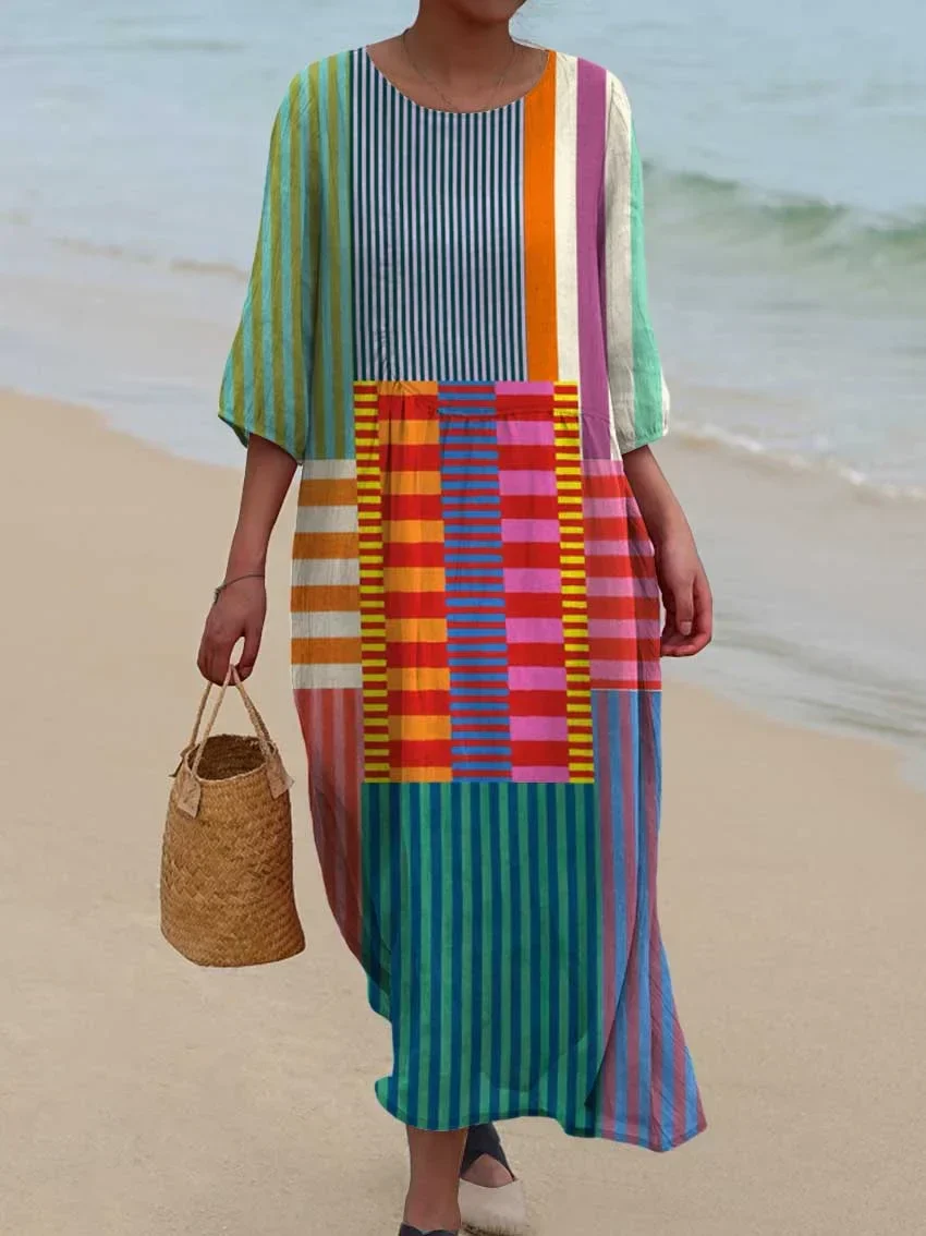 Arla - Vestido con estampado geométrico vintage para mujer - Imagen 4