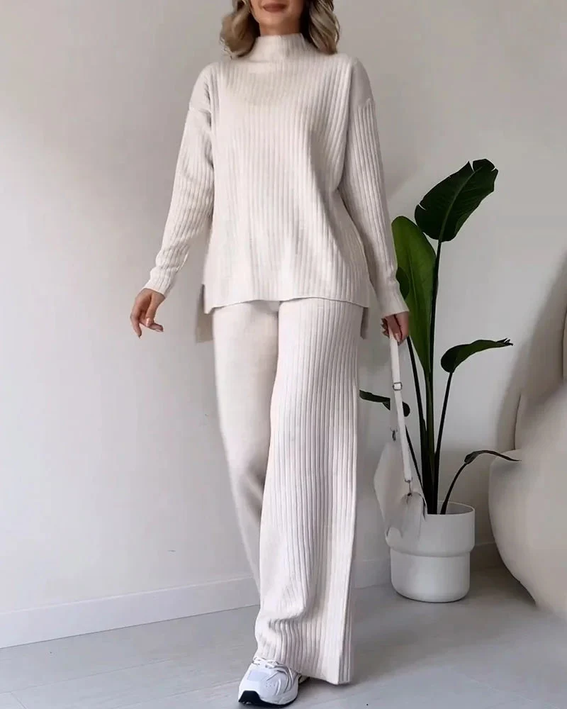 Conjunto casual de dos piezas con abertura elegante - Imagen 9