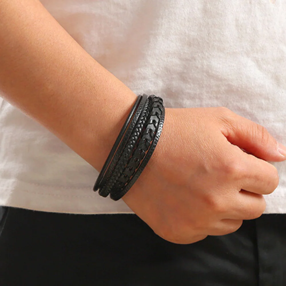 Cruz - Pulsera de cuero para hombres – robusta, elegante y atemporal - Imagen 8
