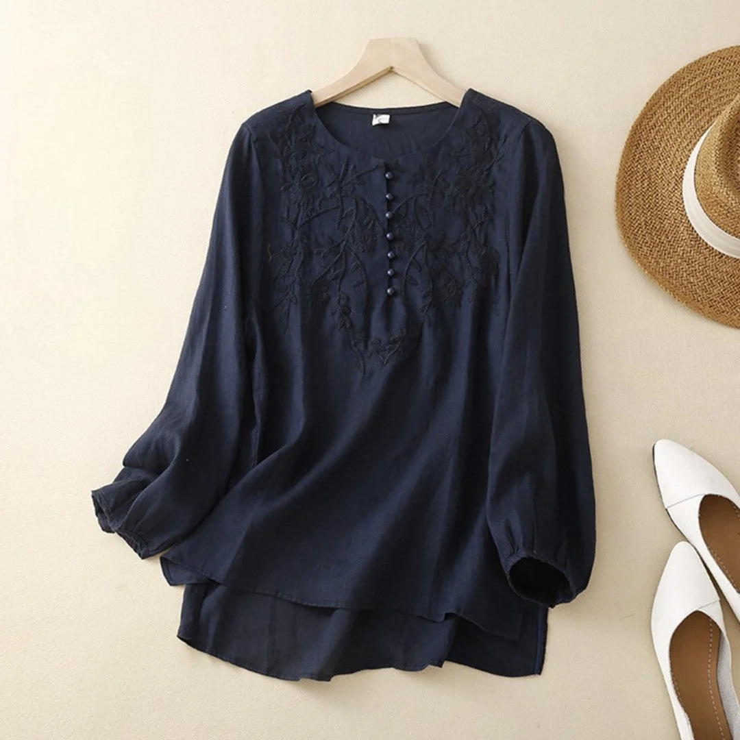 Laurienne™ | Blusa bordada con botones - Imagen 4