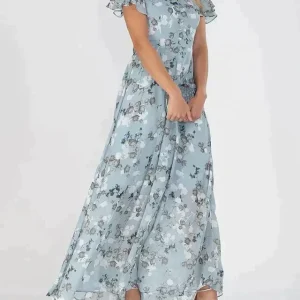 Marit | Elegante vestido largo con cuello en V y estampado floral