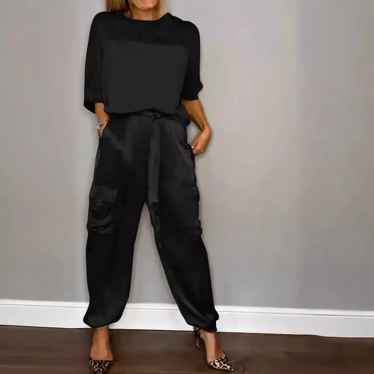 Bindi™ Conjunto elegante de camisa de media manga y pantalones informales - Imagen 5