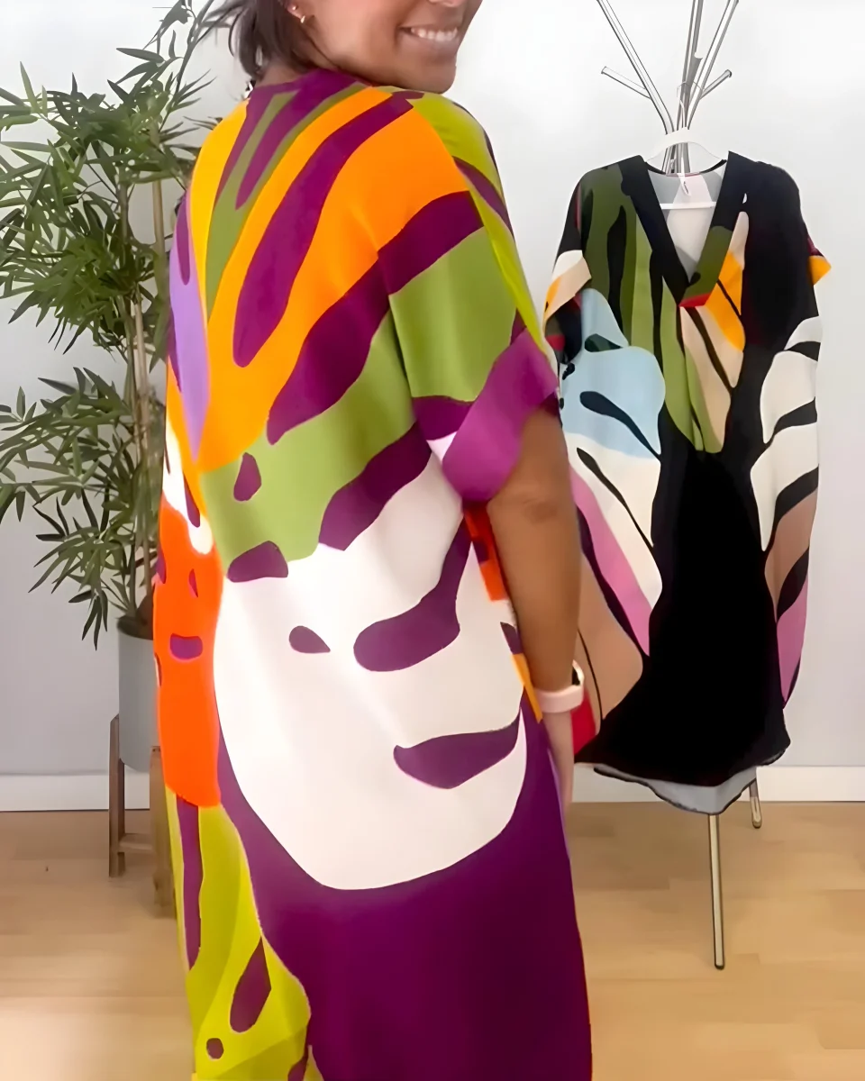 Roos™ | Vestido informal con estampado de hojas de colores - Imagen 8