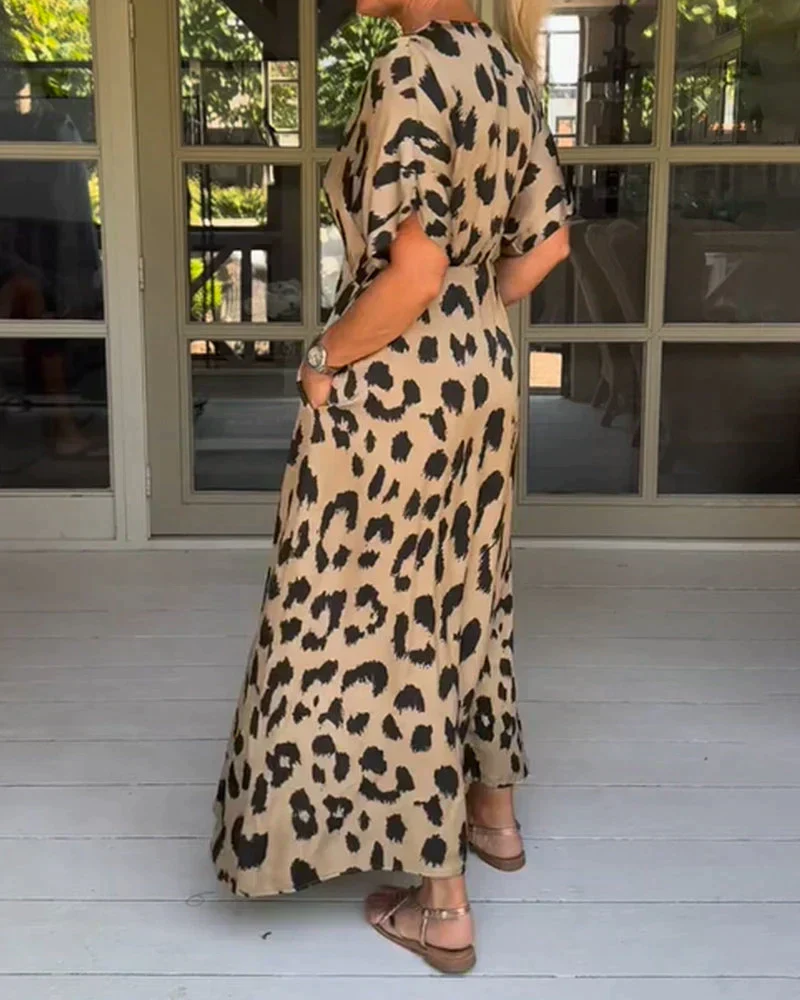 Vestido largo con estampado de leopardo - Imagen 5