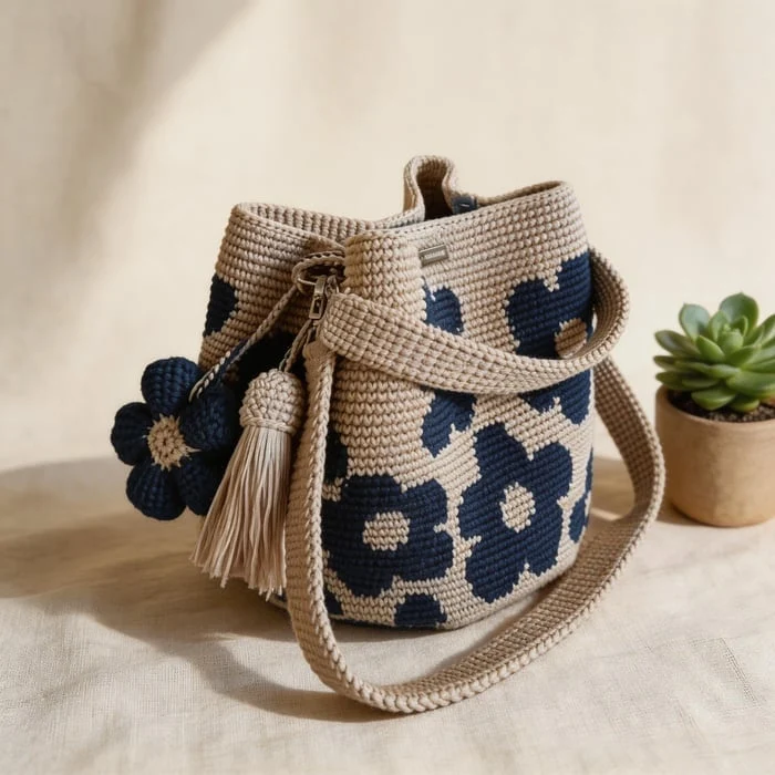 Jazmín - Saco Tote Floral de Croché Hecho a Mano para Mujer - Imagen 6