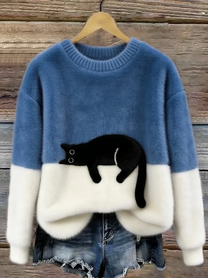 Luna | Suéter Femenina con Gráfico de Gato - Imagen 9