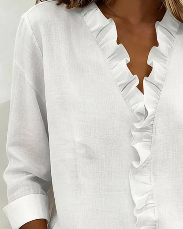 Indie · Blusa con volantes y cuello en V para Mujer - Imagen 9