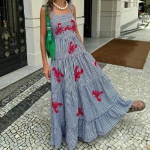 Vestido Marina™ De Cuadros con Detalles Marinos