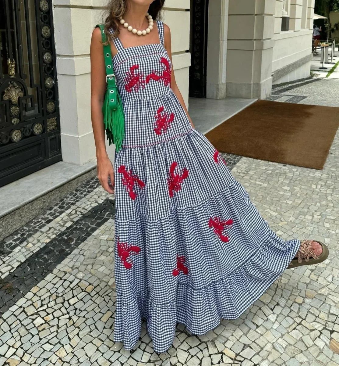 Vestido Marina™ De Cuadros con Detalles Marinos - Imagen 2