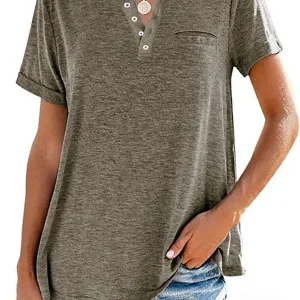 Eira™ Camiseta de Manga Corta con Bolsillo de Color Sólido de Moda