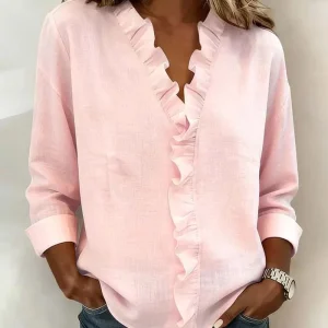 Indie · Blusa con volantes y cuello en V para Mujer