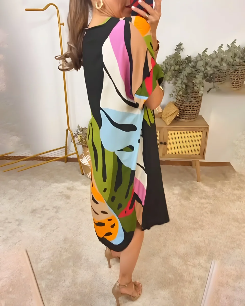 Roos™ | Vestido informal con estampado de hojas de colores - Imagen 4