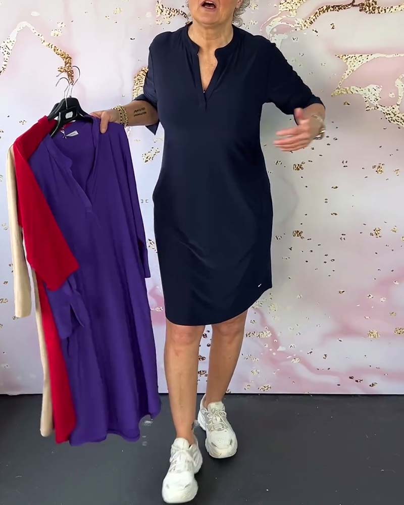 Hanneke™ | Vestido sencillo con escote en pico - Imagen 8