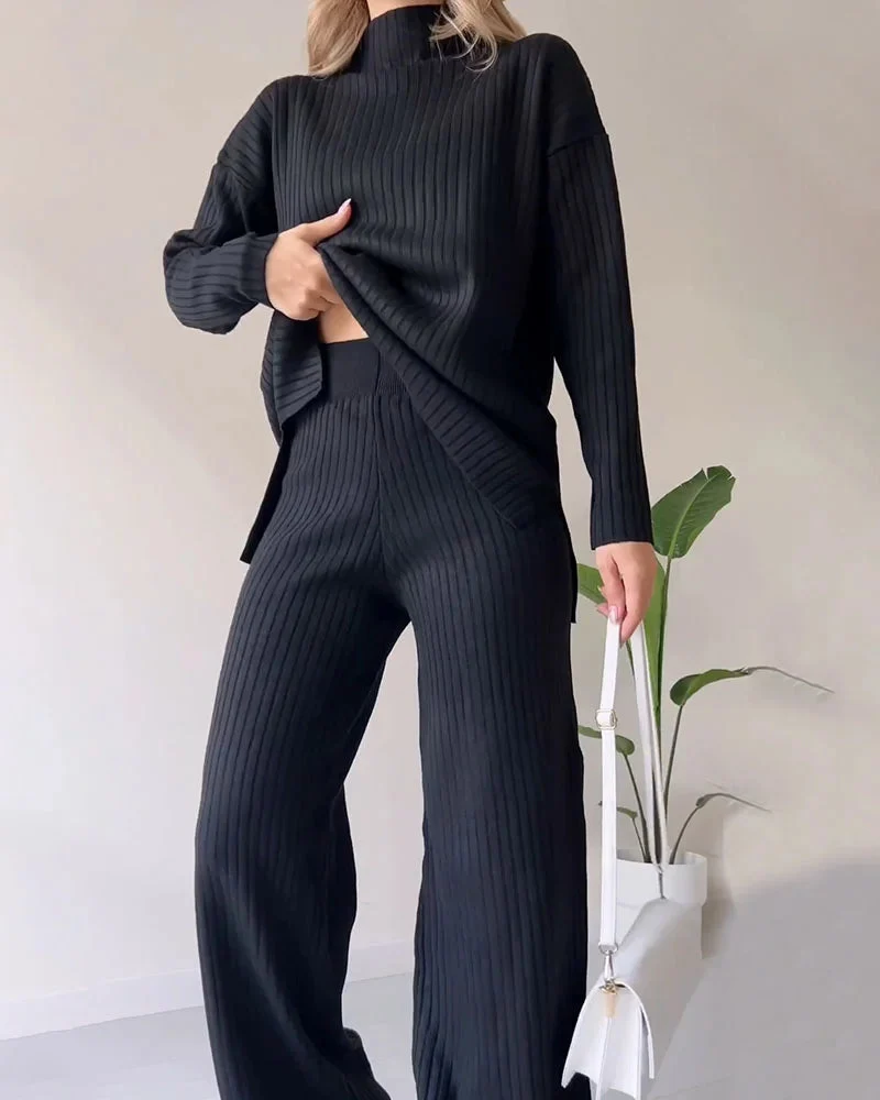 Conjunto casual de dos piezas con abertura elegante - Imagen 8