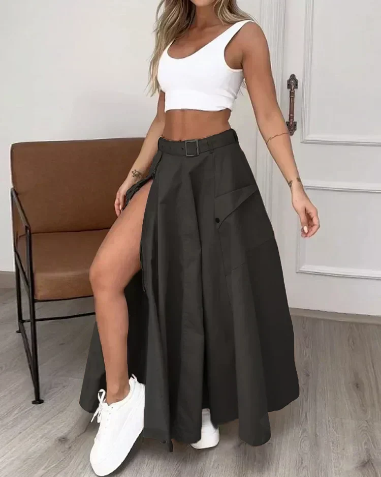 Conjunto de dos piezas sin mangas con abertura lisa - Imagen 5