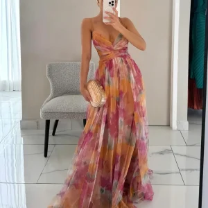 Giselle - Vestido largo de Mujer con estampado floral encantador