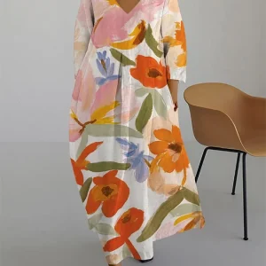 ISLA - VESTIDO CON CUELLO EN V Y ESTAMPADO FLORAL