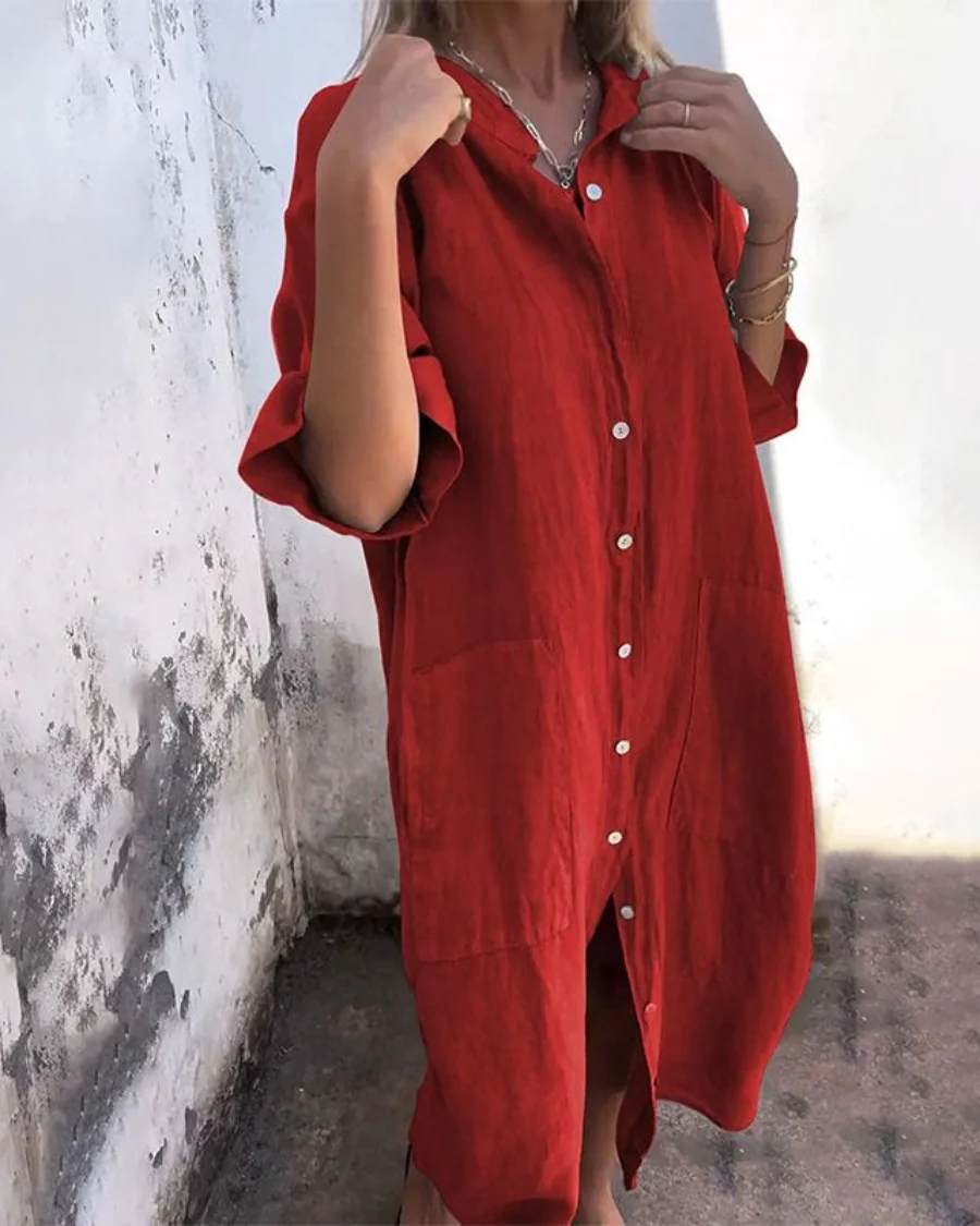 Melanie™ | Vestido camisero informal hasta los tobillos - Imagen 4