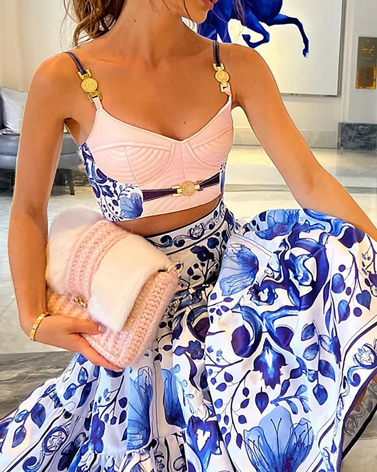 Daphne™ CONJUNTO DE FALDA ESTAMPADA Y TOP DE diseño ELEGANTE - Imagen 4