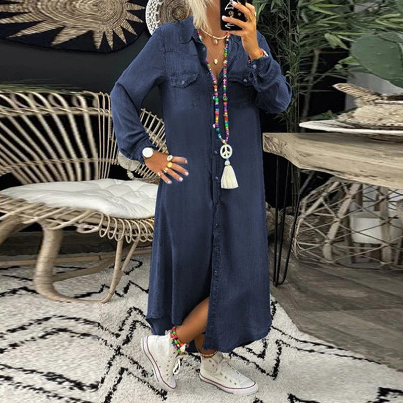 Yara™ - Vestido largo vaquero de manga larga - Imagen 4
