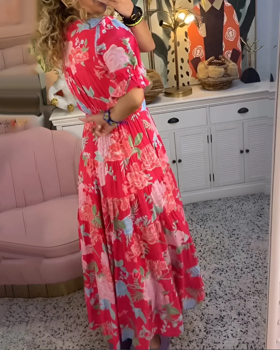 Carine | Vestido con cuello en V y bolsillos con estampado floral - Imagen 5