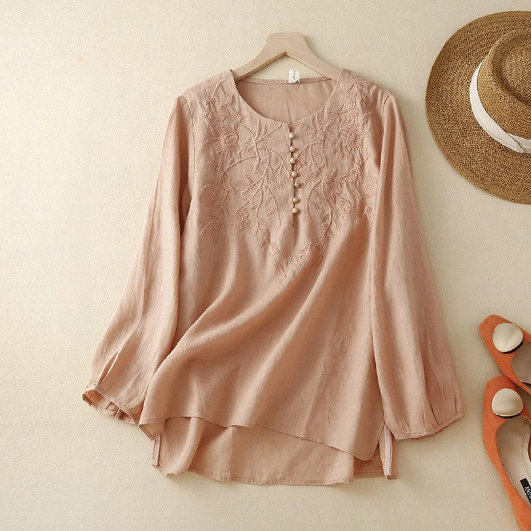 Laurienne™ | Blusa bordada con botones - Imagen 5