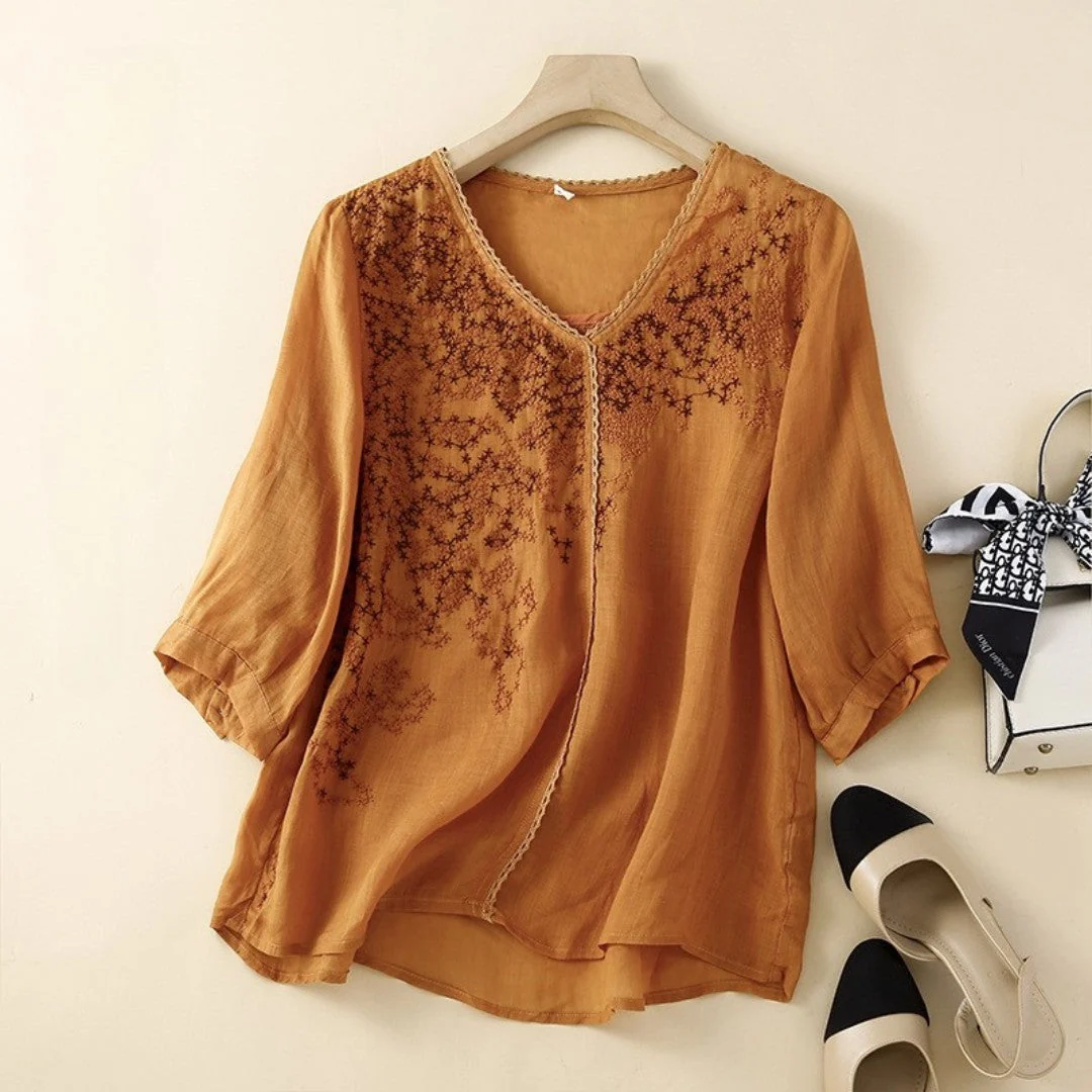 Laurienne™ | Blusa bordada con cuello en V - Imagen 5