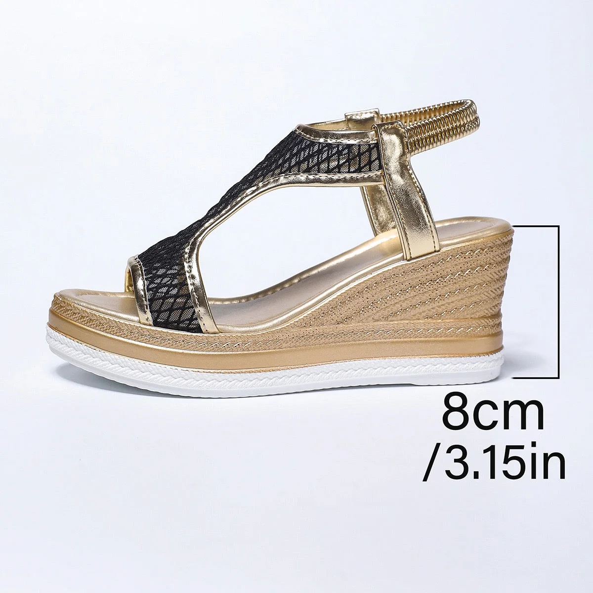 Elegantes sandalias sin cordones para mujer con tacón de cuña - Imagen 9
