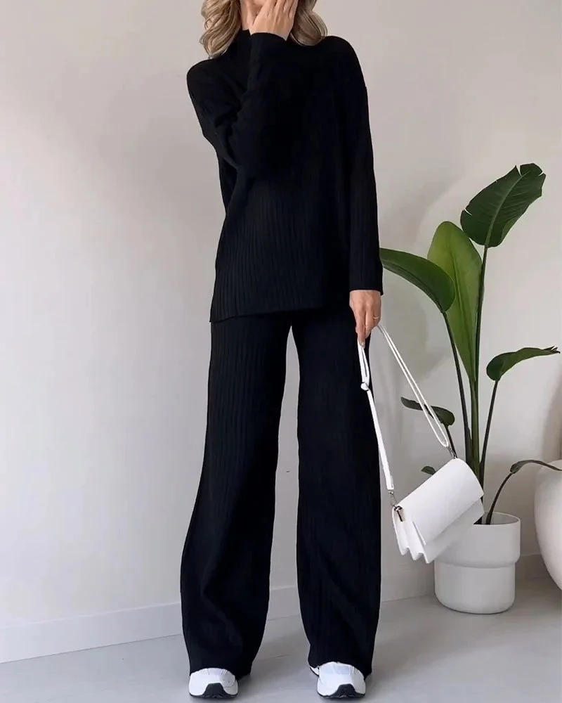 Conjunto casual de dos piezas con abertura elegante - Imagen 6