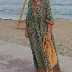 Luna · Vestido maxi de Mujer con estampado con escote en V