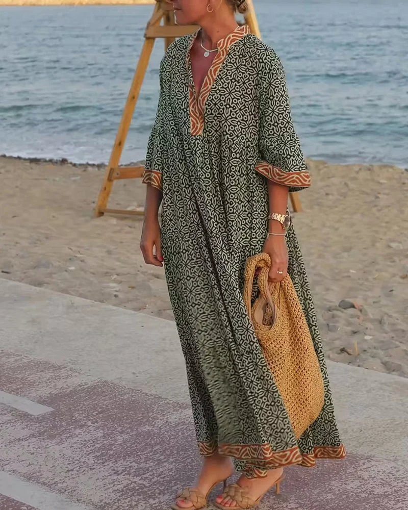 Luna · Vestido maxi de Mujer con estampado con escote en V - Imagen 2