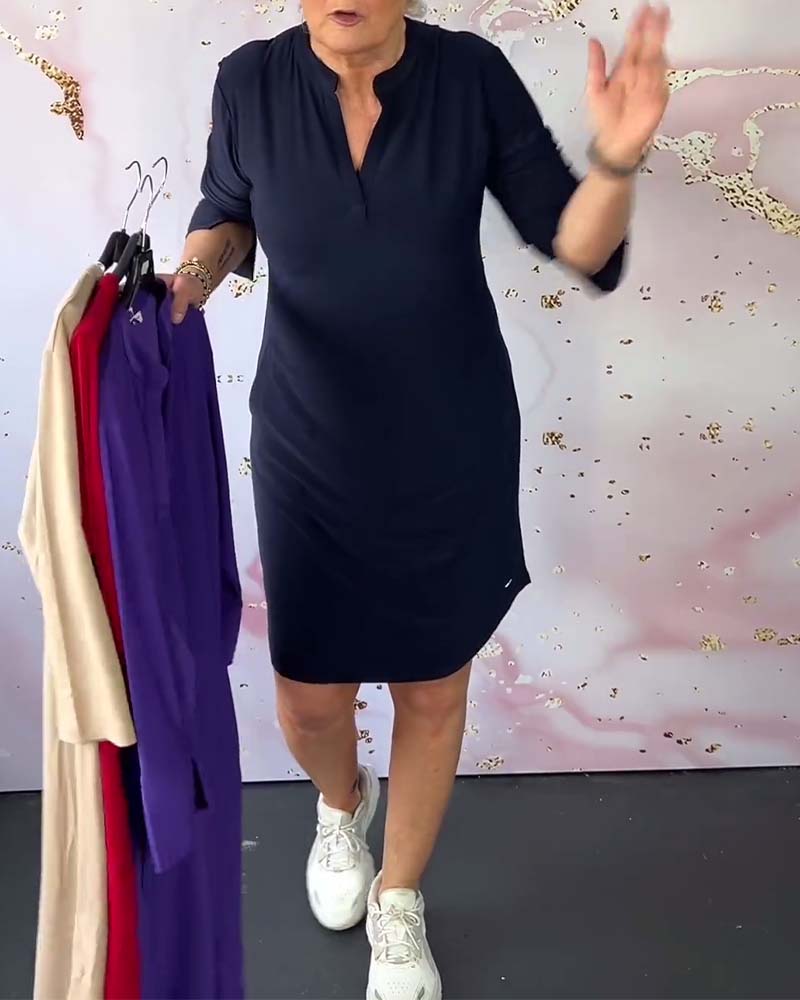 Hanneke™ | Vestido sencillo con escote en pico - Imagen 7