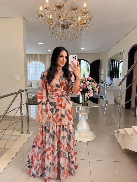 CLAUDIA | Vestido largo floral de corte cómodo para días elegantes - Imagen 7