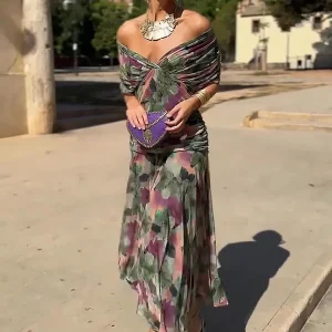 ALMA - VESTIDO LARGO CON CUELLO EN V PARA MUJER