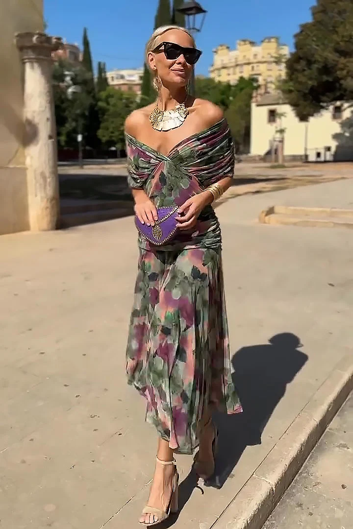 ALMA - VESTIDO LARGO CON CUELLO EN V PARA MUJER - Imagen 2