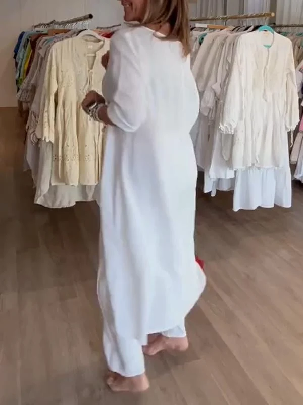 Chiara™ Traje casual de lino de color liso para mujer - Imagen 5