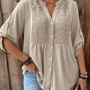 Noor – Blusa con escote en V y botones para Mujer