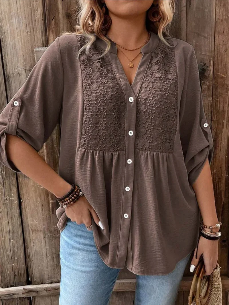 Noor – Blusa con escote en V y botones para Mujer - Imagen 7